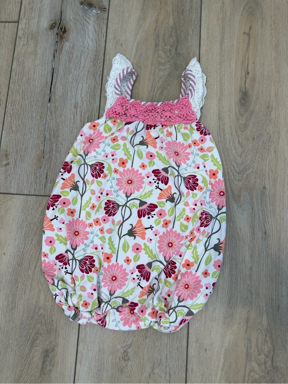 Matilda Jane 12-18M Floral Bubble Romper Crochet Ruffle